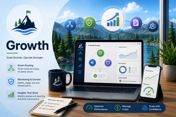 Growth package for active Claws with routing, monitoring, fallback planning, and reporting