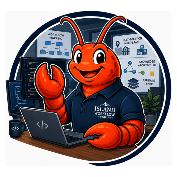 Island Workflow Web Design Services lobster mascot