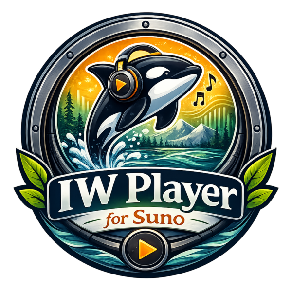 IW Player for Suno Pro logo with orca wearing headphones